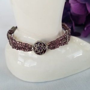 Purple Seed Bead & Wire Bracelet